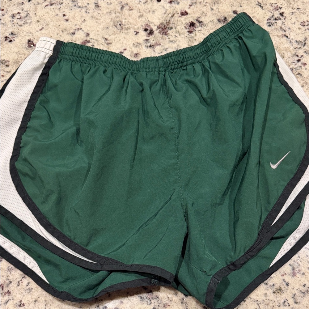 Nike Green and White Running Shorts